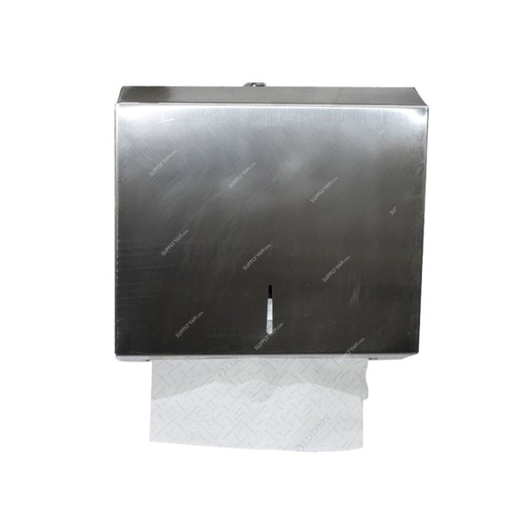 Akc C-Fold Tissue Dispenser, TD07, Stainless Steel, 26.5CM Height x 10CM Width x 28.5CM Length, Silver