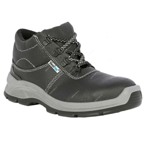 Vaultex Steel Toe High Ankle Safety Shoes, USB, Genuine Leather, SBP SR, Size39, Black