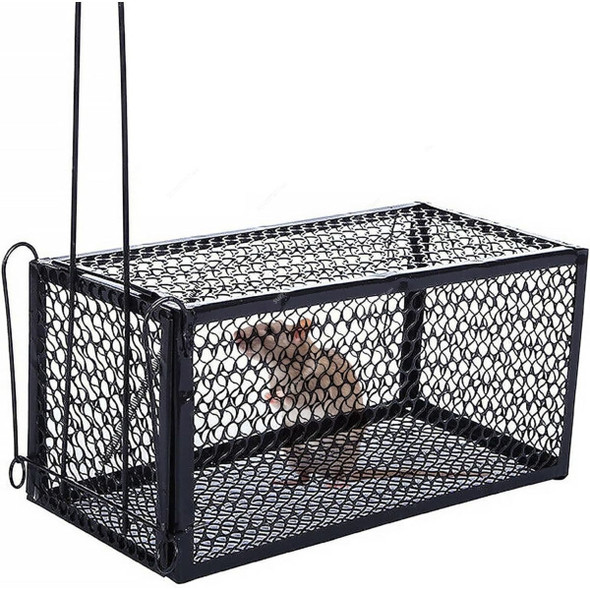 Mouse Trap Cage, Alloy Steel/Iron, 11CM Height x 11CM Width x 24CM Length, Black