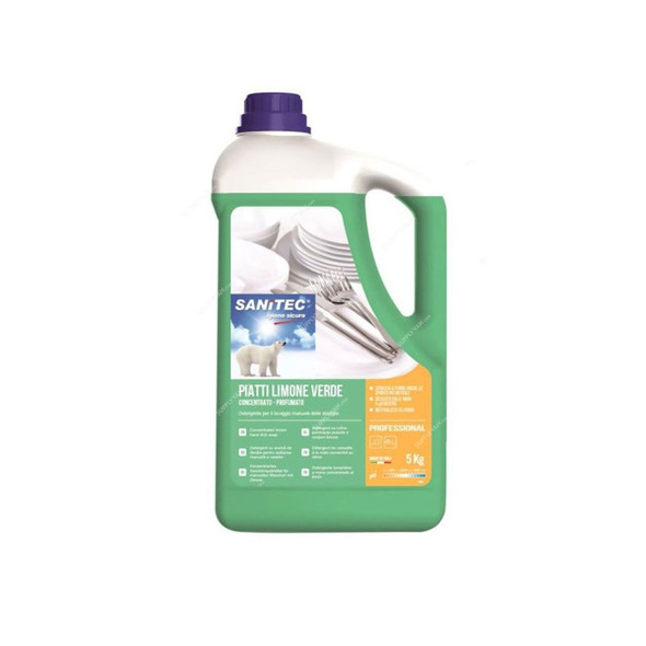Sanitec Highly Concentrated Dishwashing Liquid, SN20-5, Lemon, 5 Kg