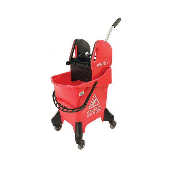 Mop Bucket With Deluxe Wringer, BT10R, Plastic, 25 Ltrs, Red/Black