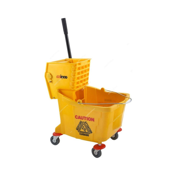 Mop Bucket With Side Press Wringer, BT03Y-2, Plastic, 32 Ltrs, Yellow