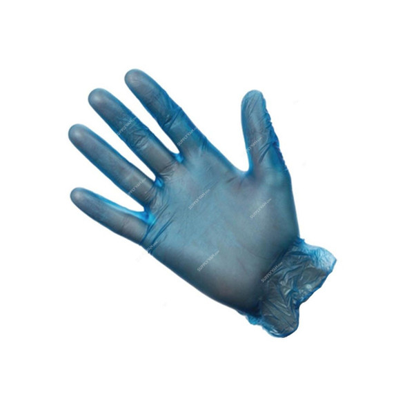 Disposable Powder Free Hand Gloves, HG25B-L-2, Vinyl, L, Blue, 100 Pcs/Pack