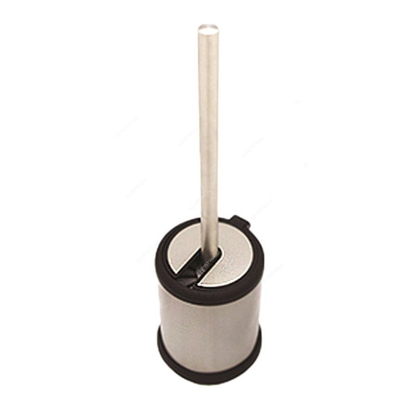 Toilet Brush With Holder, TB26, Stainless Steel, 40CM, Silver/Black