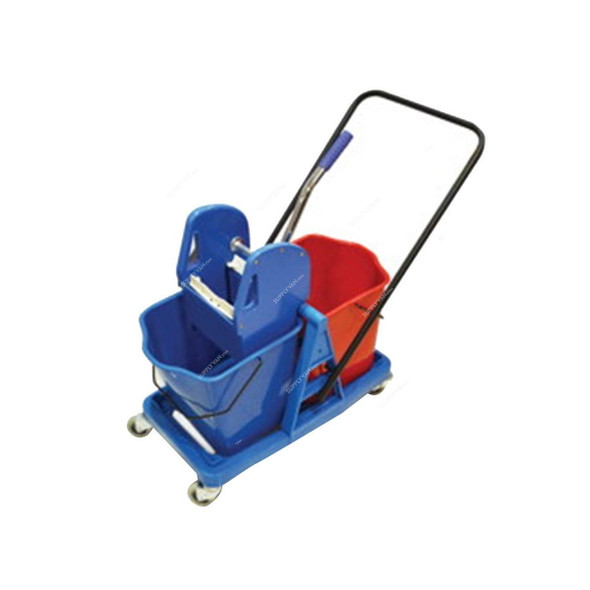 Double Mop Bucket With Wringer, BT11, Plastic, 50 Ltrs, Red/Blue