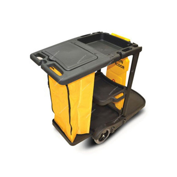 Multi-Purpose Janitorial Trolley, ST15-1, Plastic, 80 Ltrs Bag Capacity, Grey/Yellow