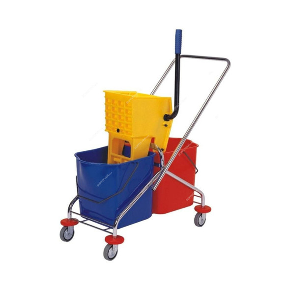 Mop Bucket With Wringer, BT06, Plastic, 40 Ltrs, Red/Blue