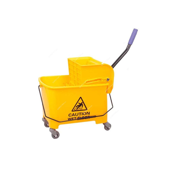 Mop Bucket With Wringer, BT01Y-6, Plastic, 20 Ltrs, Yellow