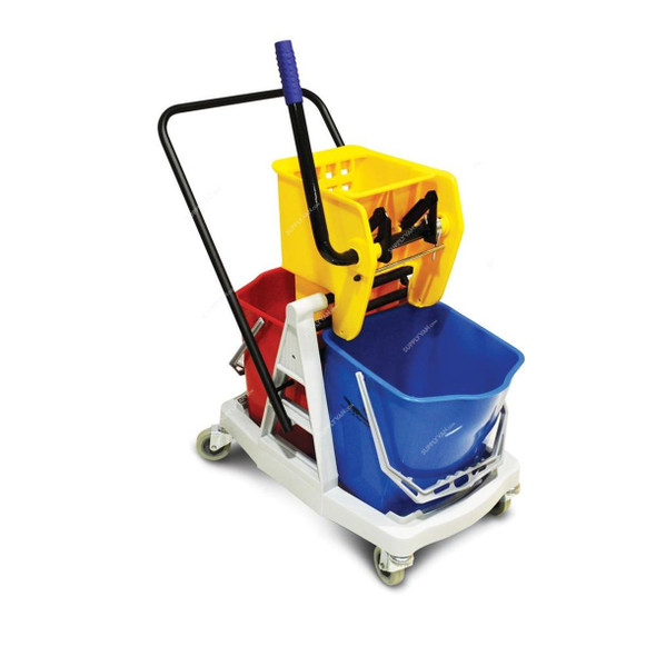 Double Mop Bucket With Wringer, BT05, Plastic, 34 Ltrs, Multicolor