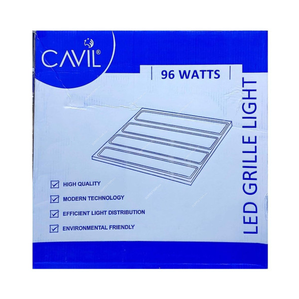 Cavil LED Grille Light, CPLED-AL-G6060-10P-UTH, 96W, 6500K, Cool Daylight, 10 Pcs/Pack