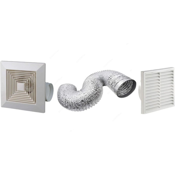 Ceiling Mounted Exhaust Fan, CBPT-8-ALD1004-FS6-4-UTH, 20W, 8 Inch Dia, White