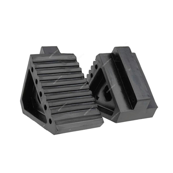 Wheel Chock, Rubber, S, 15CM Height x 10CM Width x 17.5CM Length, Black