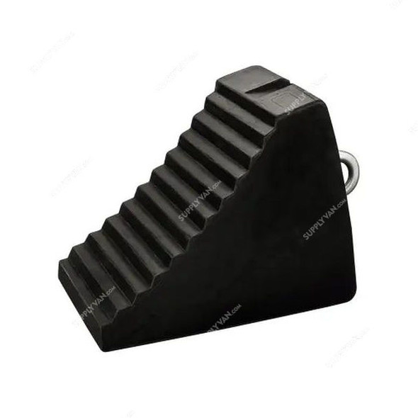 Wheel Chock, Rubber, L, 19CM Height x 16CM Width x 25CM Length, Black