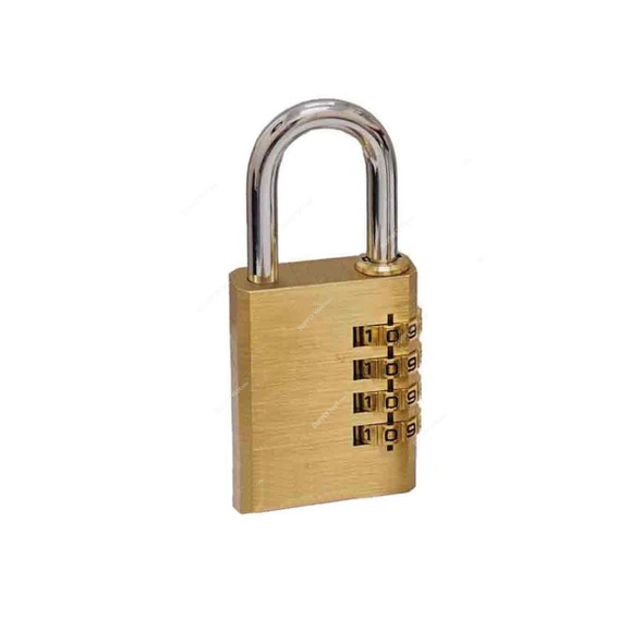 Dorfit Combination Padlock, DTPC40, Brass/Steel, 40MM