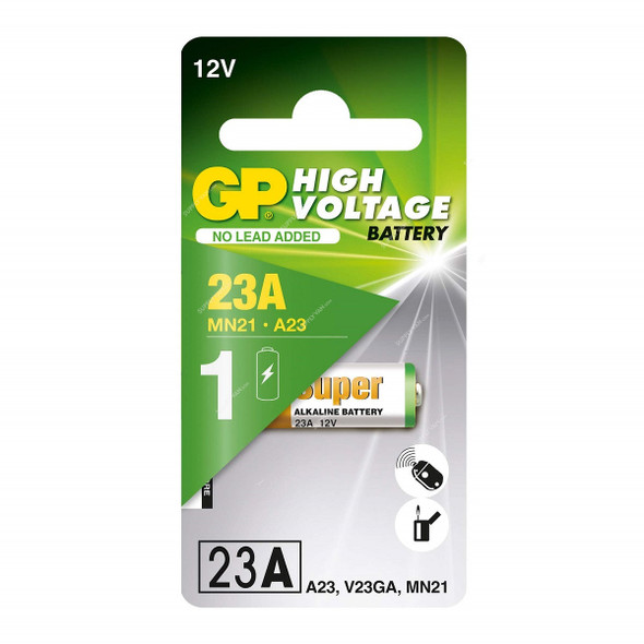 GP Alkaline Battery, A23, 50-55mAh, 12V