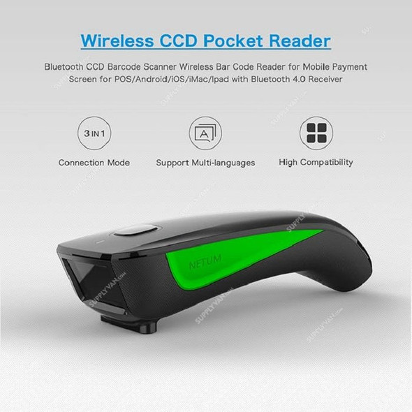 Netum Handheld 1D Wireless Barcode Scanner, C740, Type-C, 1200 mAh, 20 Mtrs Blutooth Range