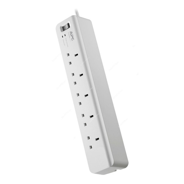 Apc Essential Surge Arrest With 5 Outlets, PM5-UK, 230V, 13A, 1.8 Mtrs Cable Length, White