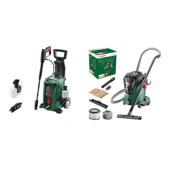 Bosch Pressure Washer and Wet/Dry Vacuum Cleaner, UniversalAquatak 130+AdvancedVac 20, Bundle Offer