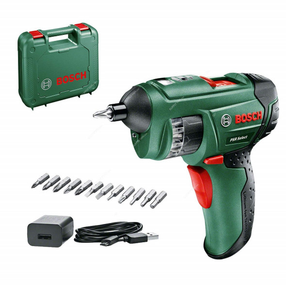 Bosch Cordless Screwdriver With 25 Pcs Bit Set, PSR Select, 3.6V, 210 RPM