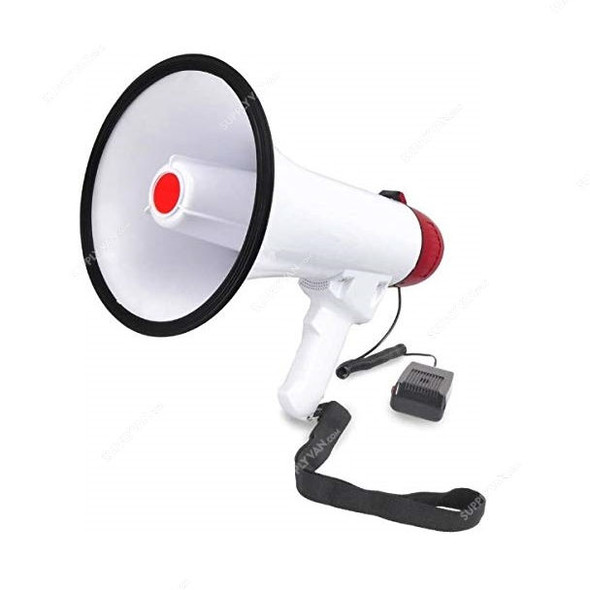 Handheld Megaphone, ABS Plastic, 50W, 12VDC, 230MM Dia x 350 MM Length, 1 KM Range