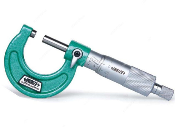 Insize Outside Micrometer, ISZ-3203-25A, 0-25MM, Green