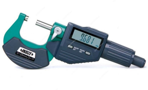 Insize Digital Outside Micrometer, ISZ-3109-25A, 0-25MM, Green