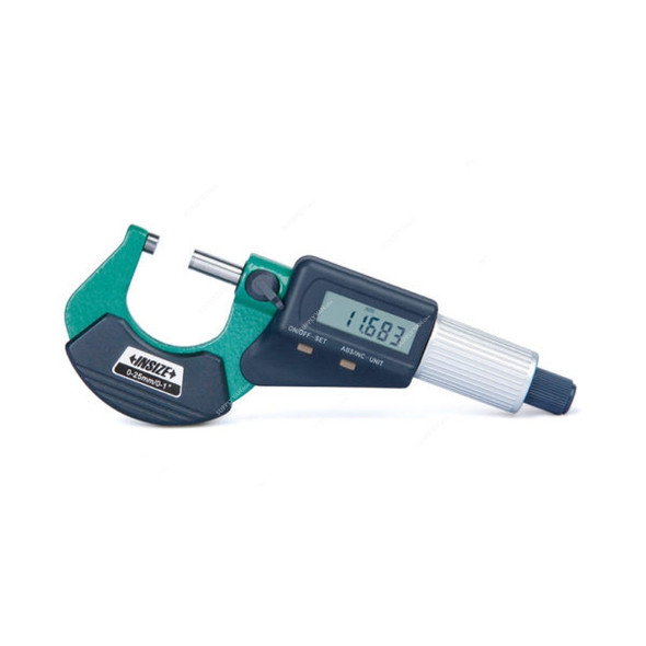Insize Digital Outside Micrometer, ISZ-3109-25A, 0-25MM, Green