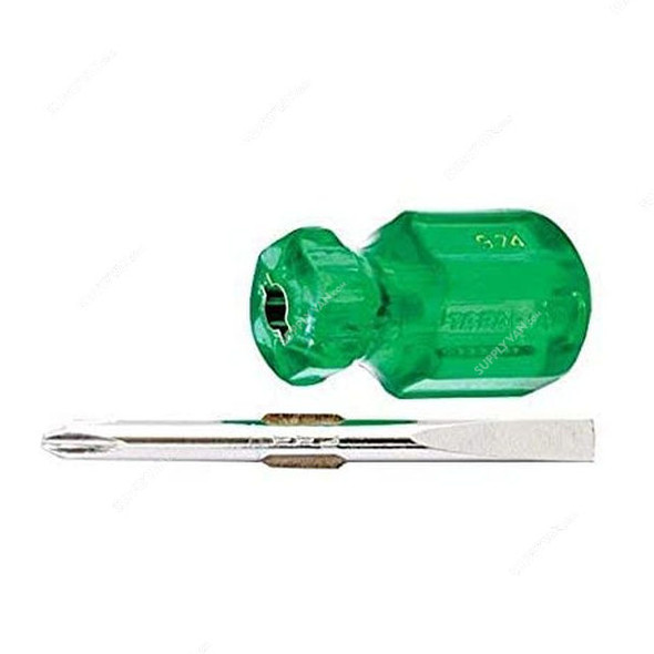 Taparia 2 IN 1 Stubby Screwdriver, 974, 6MM Tip Size x 95MM Blade Length
