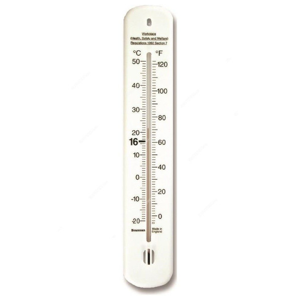 Brannan Workplace Wall Thermometer, 14-410-3, Plastic, 215mm