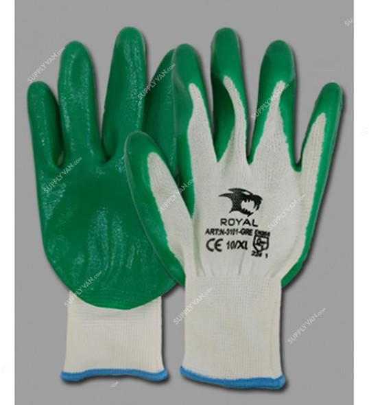Royal Nylon/Splander Liner Nitrile Coated Safety Gloves, N3101-GREEN