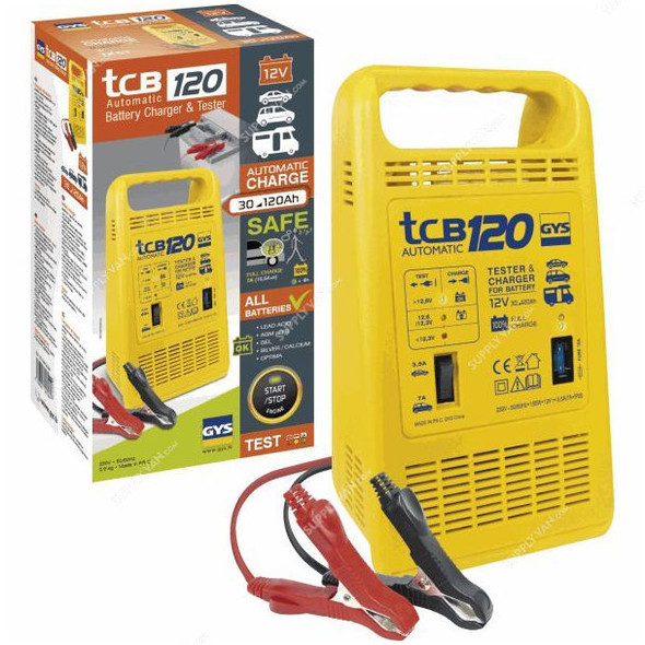 Gys Automatic Battery Charger and Tester, TCB120A, 12V
