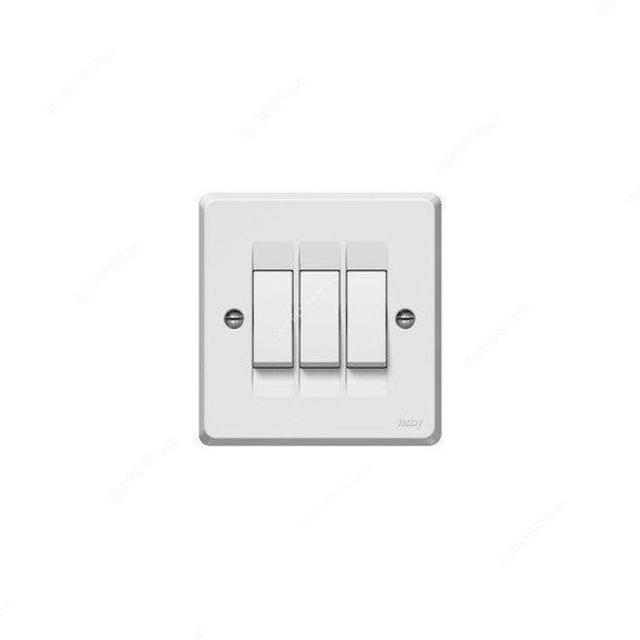 Tenby Light Switch, 7731, 3 Gang, 1 Way, 10A, 250VAC