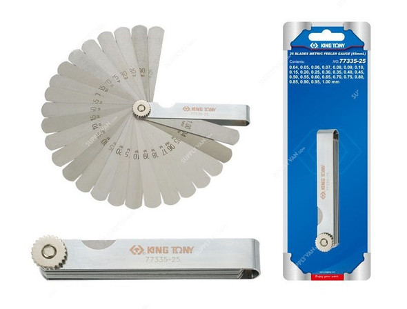 Kingtony Metric Feeler Gauge, 7733525, 13x85MM, 25 Blades