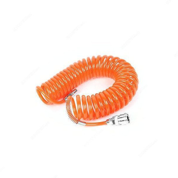 Gentilin Spiral Air Hose With Fitting, GKR1006DARFT, 6MM ID x 8MM OD, 10 Mtrs Hose Length