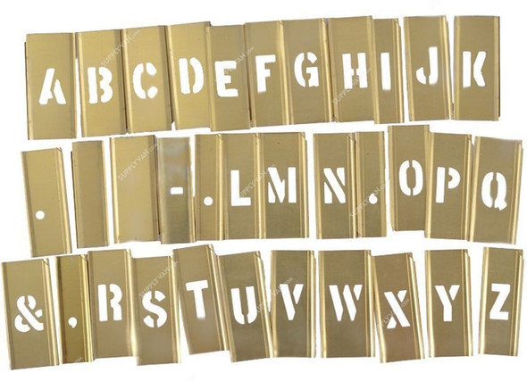 Clip On Stencil Set, 10029, Letters, 1-1/2 Inch, Brass, 33 Pcs/Set