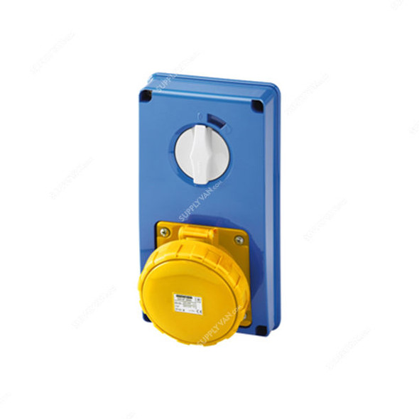 Gewiss Vertical Socket Outlet, GW66201N, IP67, 16A, 2P+E, Blue-Yellow