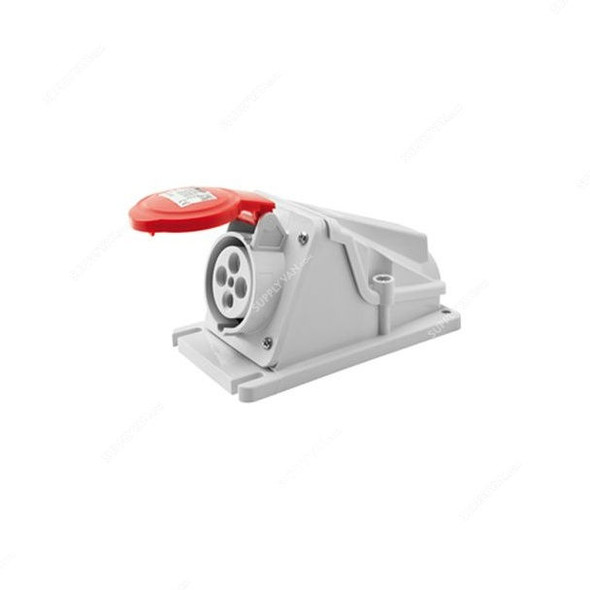 Gewiss 90 Deg Surface Mount Socket Outlet, GW62492, IP44, 32A, 3P+E, White-Red