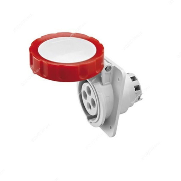 Gewiss 10 Deg Flush Mount Socket Outlet, GW62231H, IP66, 16A, 3P+E, White-Red