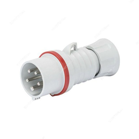 Gewiss Straight Plug, GW60020H, IP44, 32A, 3P+N+E, White-Red