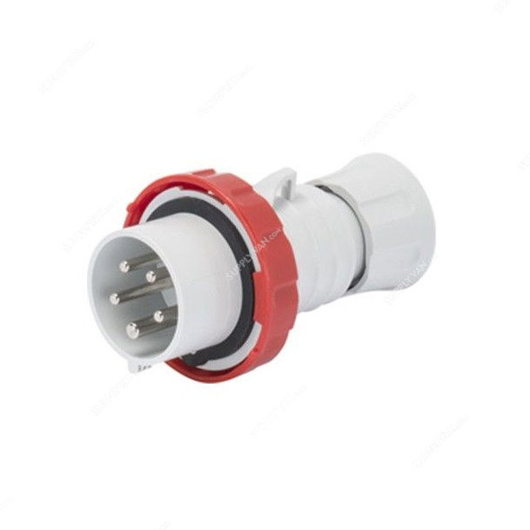 Gewiss Straight Plug, GW60031H, IP66, 16A, 3P+N+E, White-Red