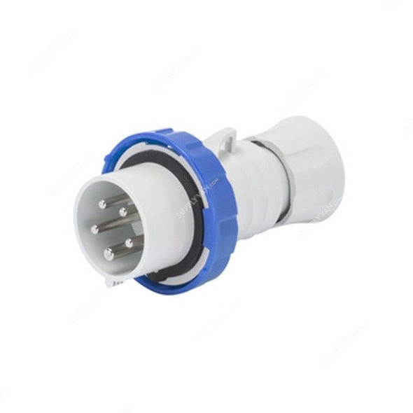 Gewiss Straight Plug, GW60037H, IP66, 16A, 3P+N+E, White-Blue