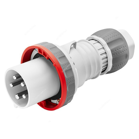 Gewiss Straight Plug, GW60060H, IP44, 125A, 3P+E, White-Red