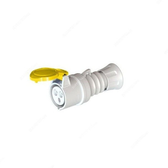 Gewiss Straight Connector, GW62012H, IP44, 32A, 2P+E, White-Yellow