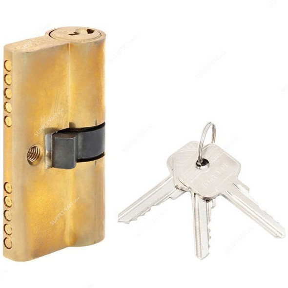 Dorfit Cylindrical Lock With 3 Key, 100MM, Polished Brass
