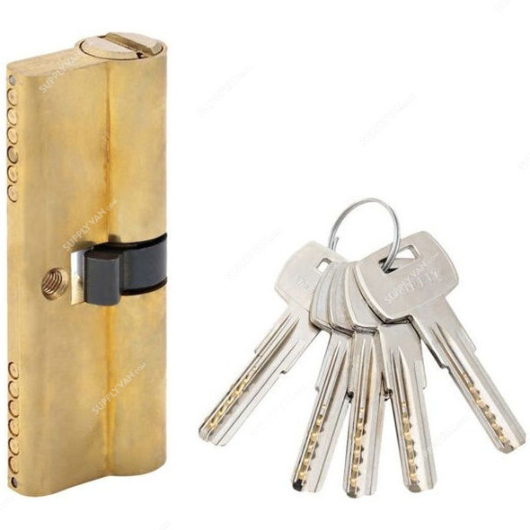 Dorfit Cylindrical Lock, w/ 5 Key, 60MM, Polished Brass