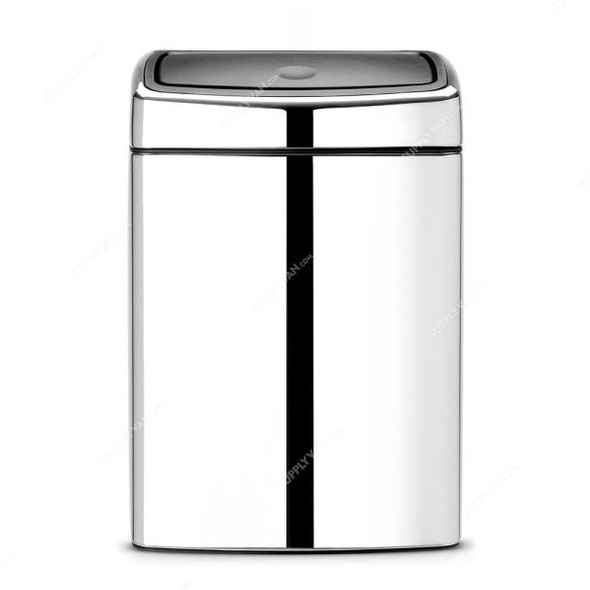 Brabantia Touch Bin, 477201, 10 Litres, Rectangle, Brilliant Steel