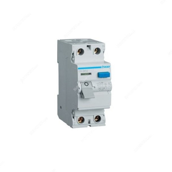 Hager Residual Current Circuit Breaker, CD241J, 2P, 30mA, 40A