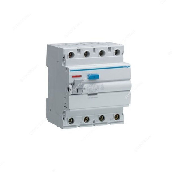 Hager Residual Current Circuit Breaker, CE464J, 4P, 100mA, 63A
