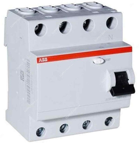 Abb Residual Current Circuit Breaker, F204AC-100-0-03-IEC, 4P, 30mA, 100A