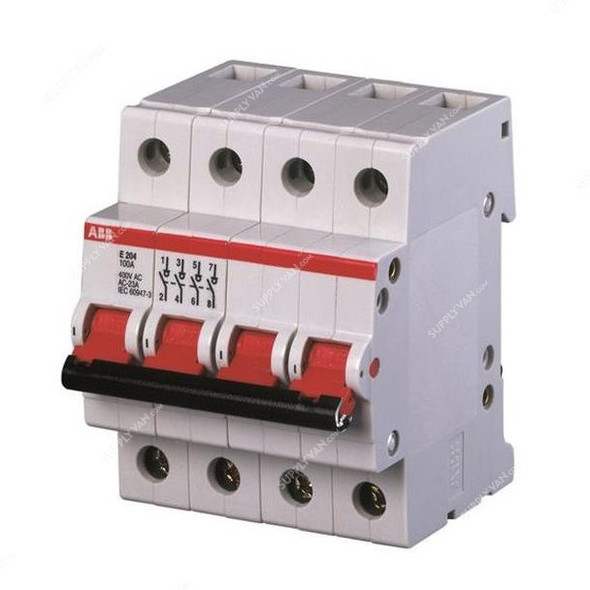 Abb Switch Disconnector, E204-100R, 4P, 100A